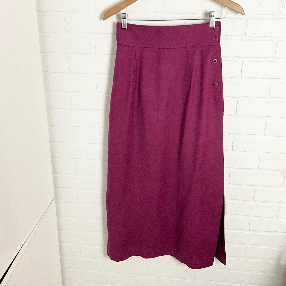 NWT Vintage Deadstock 60s Maxi Skirt Compagnie baie d’Hudson Wool Magenta Sz 6 - Picture 14 of 14